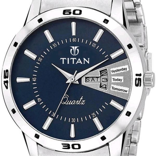 Titan Silver Stainless Steel Watch for Men (With Gift Box)