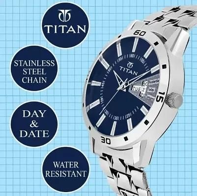 Titan Silver Stainless Steel Watch for Men (With Gift Box)