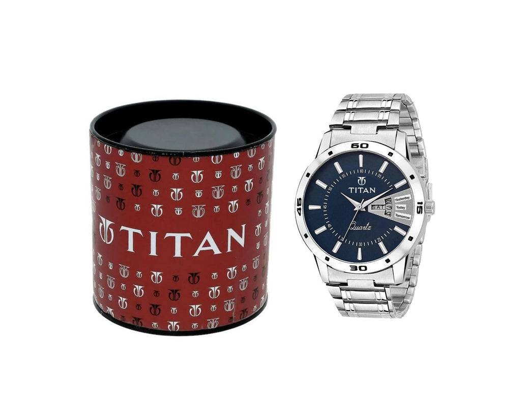 Titan Silver Stainless Steel Watch for Men (With Gift Box)