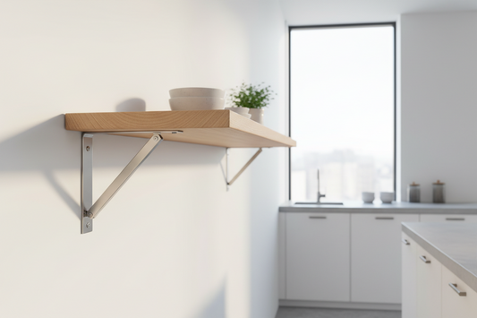 Folding Shelf Brackets - Heavy Duty Metal Collapsible Shelf Bracket (Pack of 2)